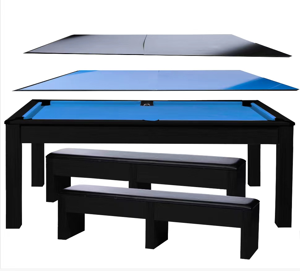 JBS 家庭用 7フィート Rustic 3in1 ブラック ビリヤードプールテーブル テーブルトップ/卓球台付き
