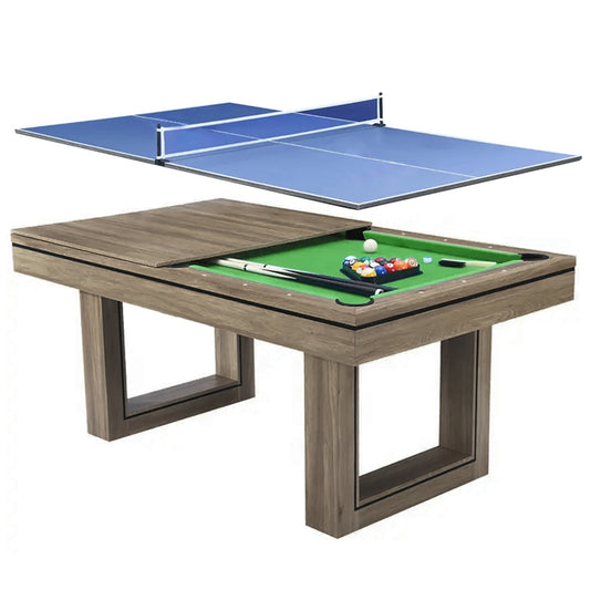 JBS 家庭用 7フィート Rustic U字脚 ビリヤードプールテーブル テーブルトップ/卓球台付き