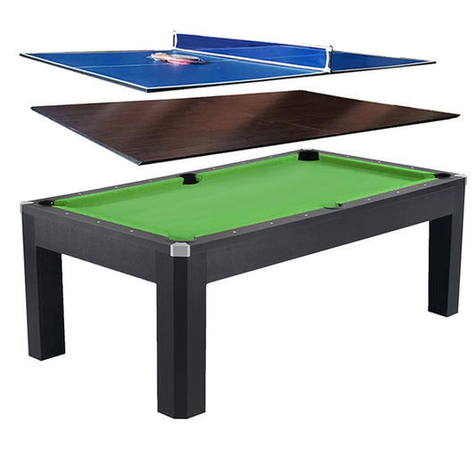 JBS 家庭用 7フィート Rustic 3in1 ブラック ビリヤードプールテーブル テーブルトップ/卓球台付き