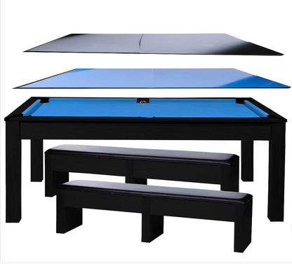 JBS 家庭用 7フィート Rustic 3in1 ブラック ビリヤードプールテーブル テーブルトップ/卓球台付き