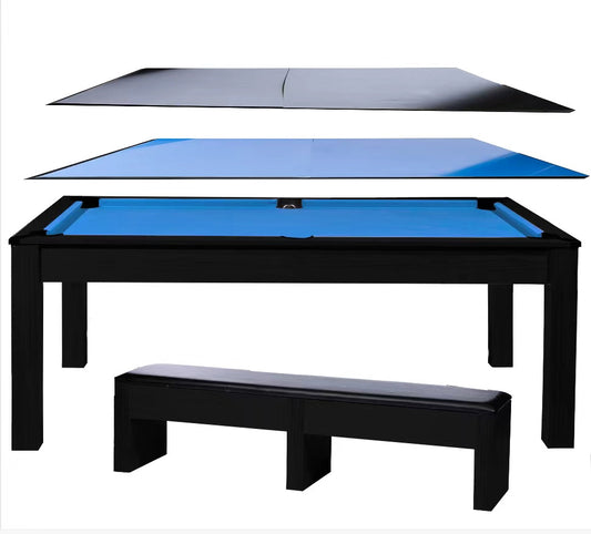 JBS 家庭用 7フィート Rustic 3in1 ブラック ビリヤードプールテーブル テーブルトップ/卓球台付き