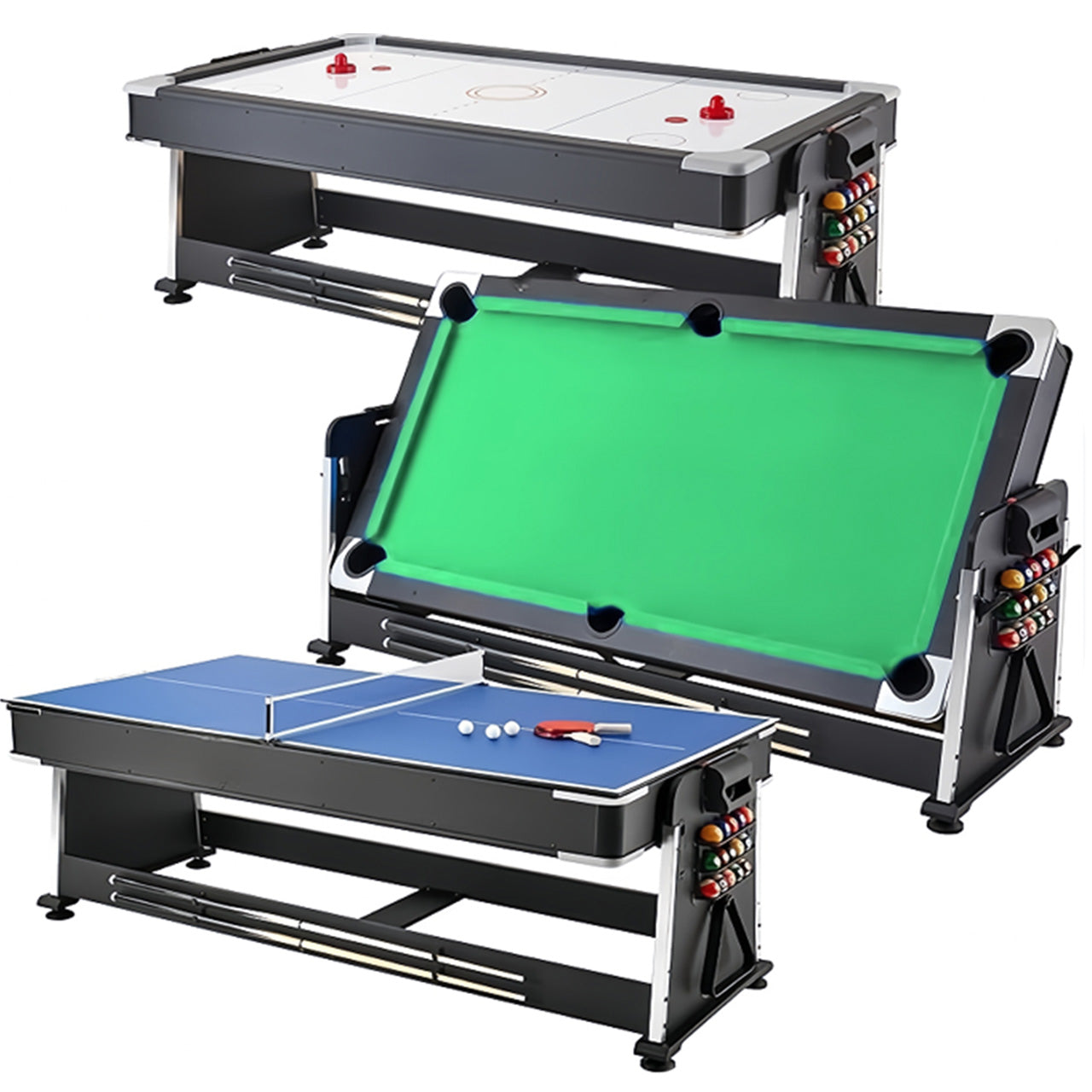 JBS 業務用 家庭用 7フィート 4in1 マルチビリヤードテーブル Bison/バイソン ブラック